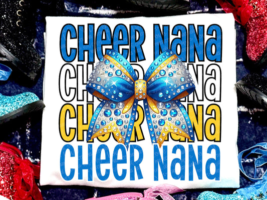 Cheer Nana Faux Rhinestones Light Blue Yellow-Lovie T Designs