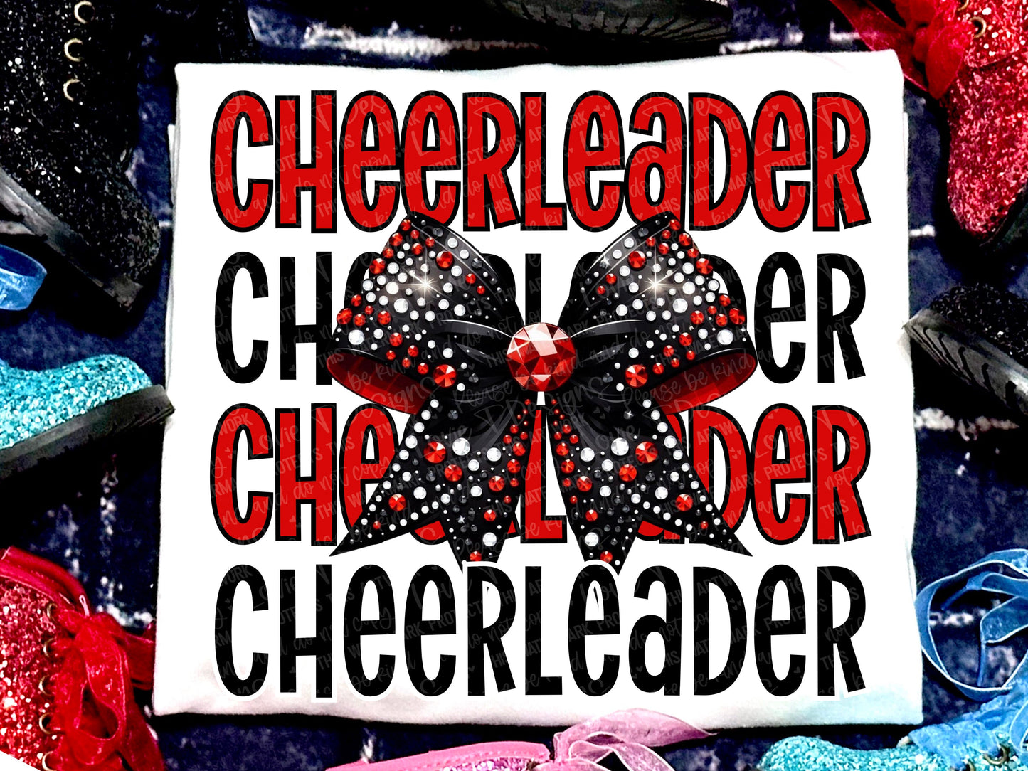 Cheerleader Faux Rhinestones Black Red-Lovie T Designs