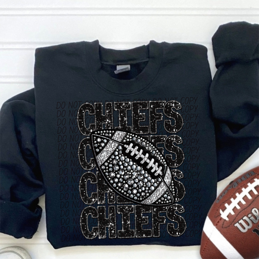 Chiefs Black Stacked Football-Lovie T Designs