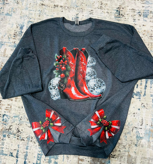 Christmas Boots Disco & Matching Bows-[DTF Transfer]-Lovie T Designs