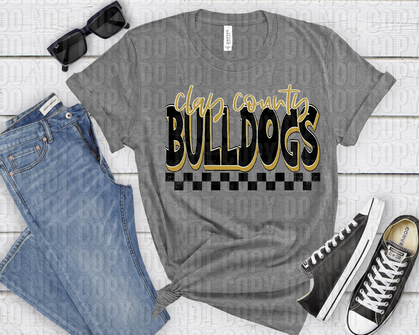 Clay County Bulldogs Gold Black Grunge-Lovie T Designs