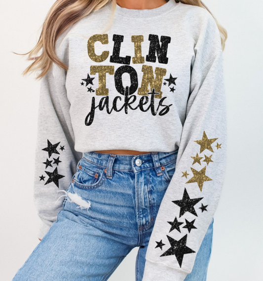 Clinton Jackets Black and Old Gold Faux Sparkles-Lovie T Designs