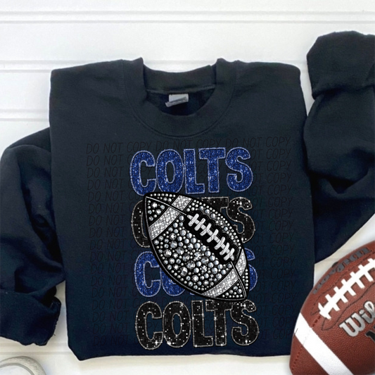 Colts Black Blue Stacked Football-Lovie T Designs