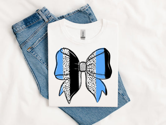 Columbia Blue and Dots Spirit Bow-[DTF Transfer]-Lovie T Designs