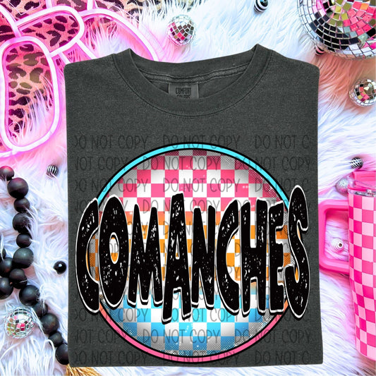 Comanches Neon Circle Mascots-Lovie T Designs