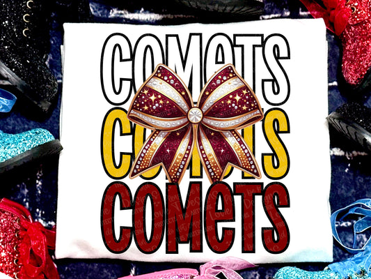 Comets Faux Rhinestones Maroon Yellow-Lovie T Designs