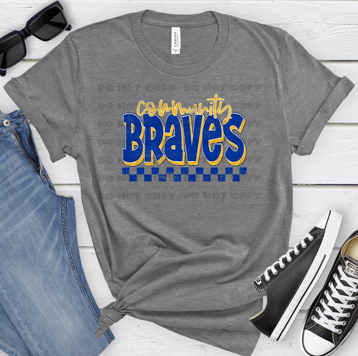 Community Braves Royal Ath Gold Grunge-Lovie T Designs