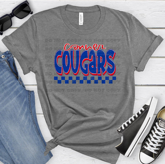 Conner Cougars Royal Red Grunge-Lovie T Designs