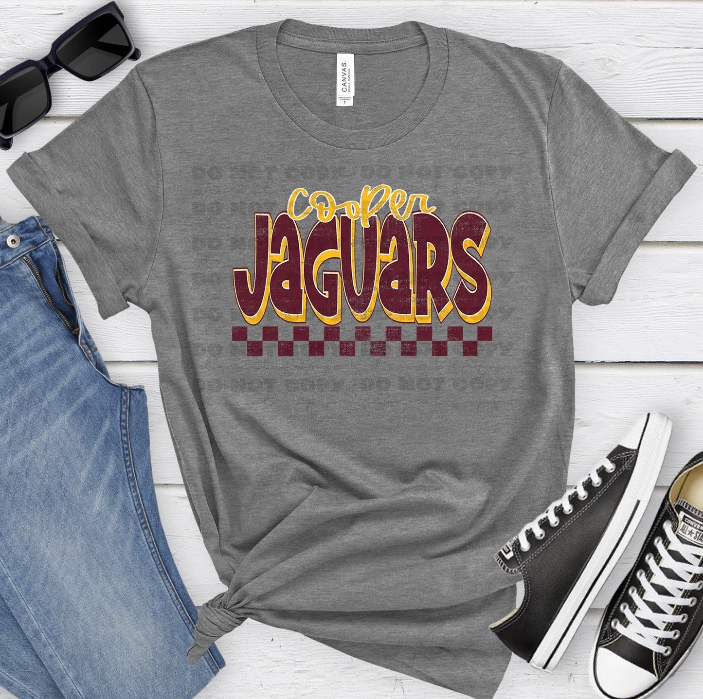 Cooper Jaguars Maroon Ath Gold Grunge-Lovie T Designs