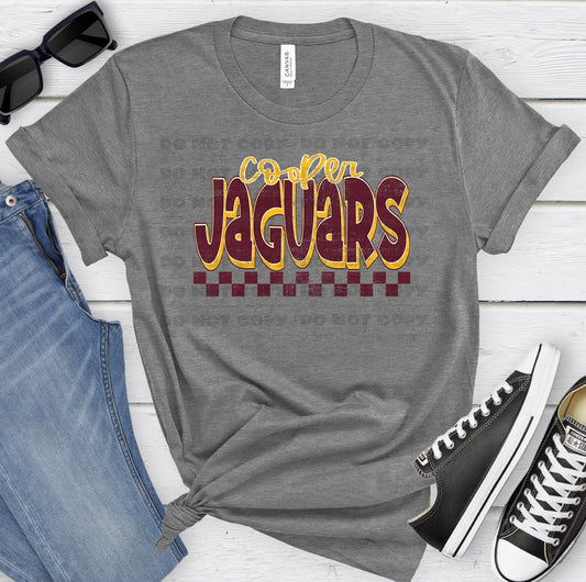 Cooper Jaguars Maroon Ath Gold Grunge-Lovie T Designs