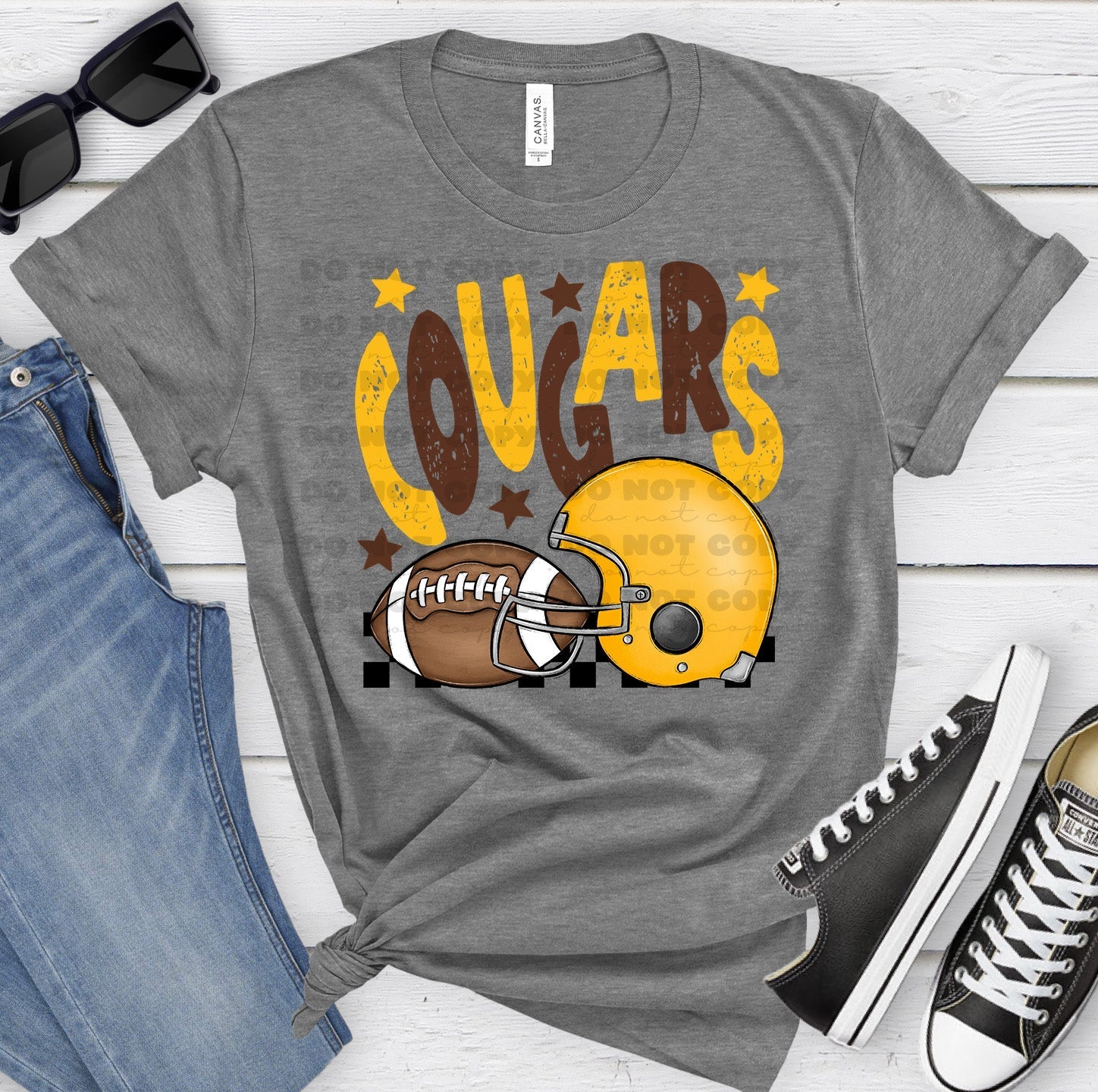 Cougars Brown Ath Gold FB-Lovie T Designs