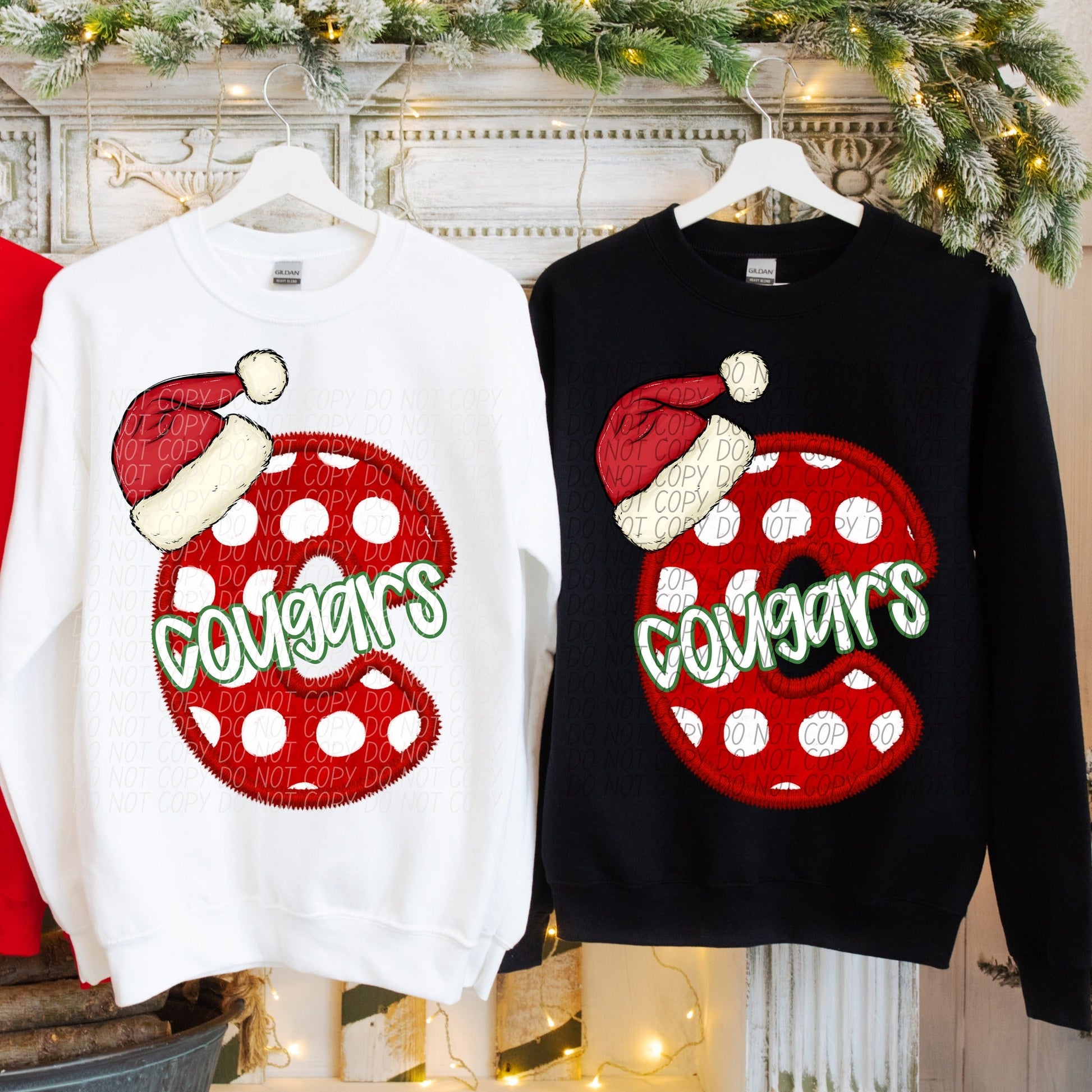 Cougars Christmas Mascots-[DTF Transfer]-Lovie T Designs