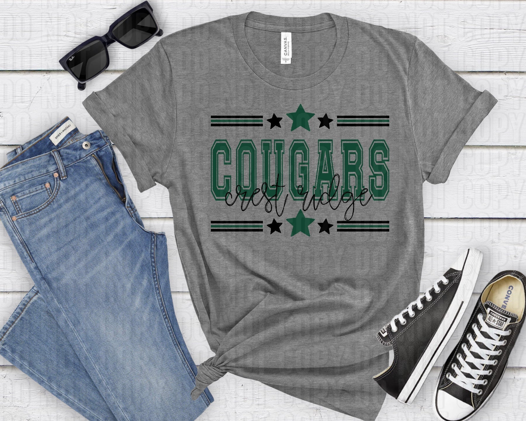 Cougars Crest Ridge Black Green All Stars-Lovie T Designs