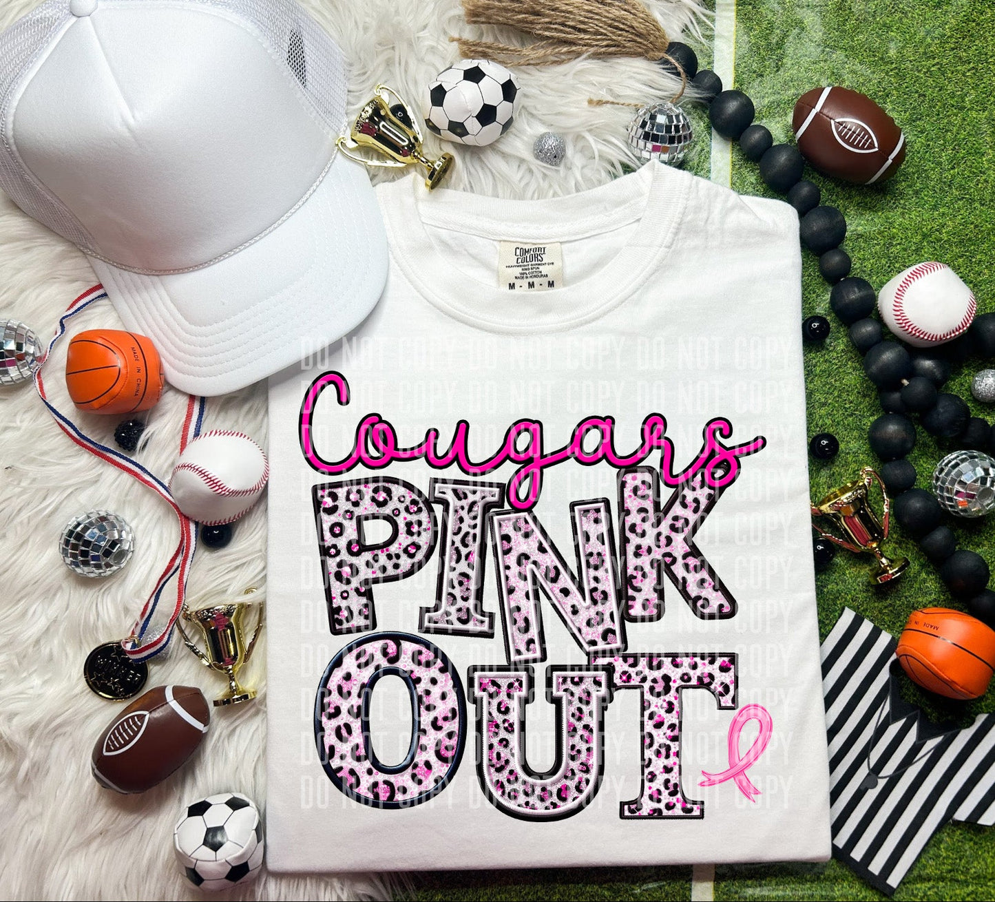 Cougars Pink Out Animal Print Mascot-Lovie T Designs