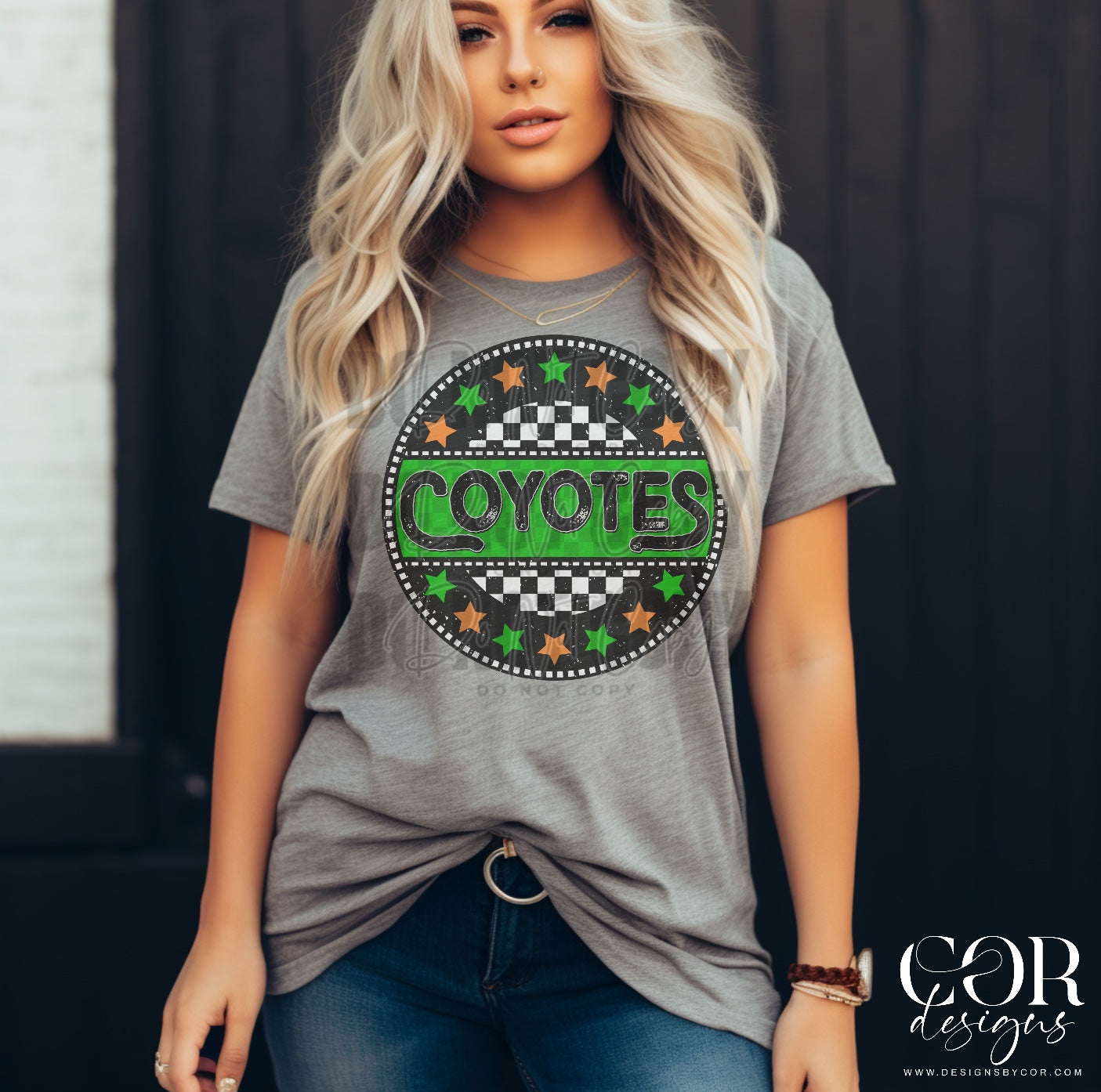 Coyotes Checkered Stars Circle-Lovie T Designs