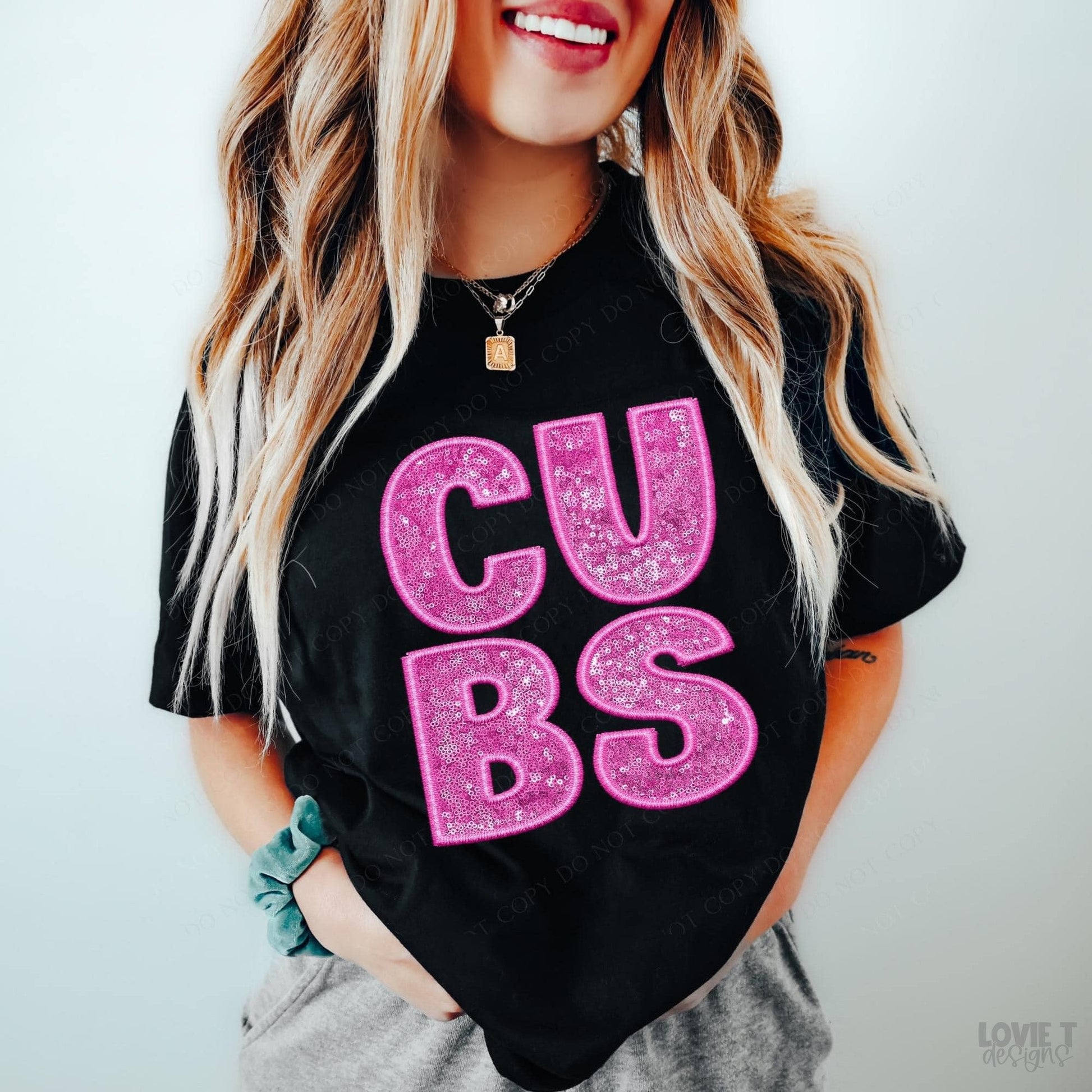 Cubs Embroidery & Sequin in Pink