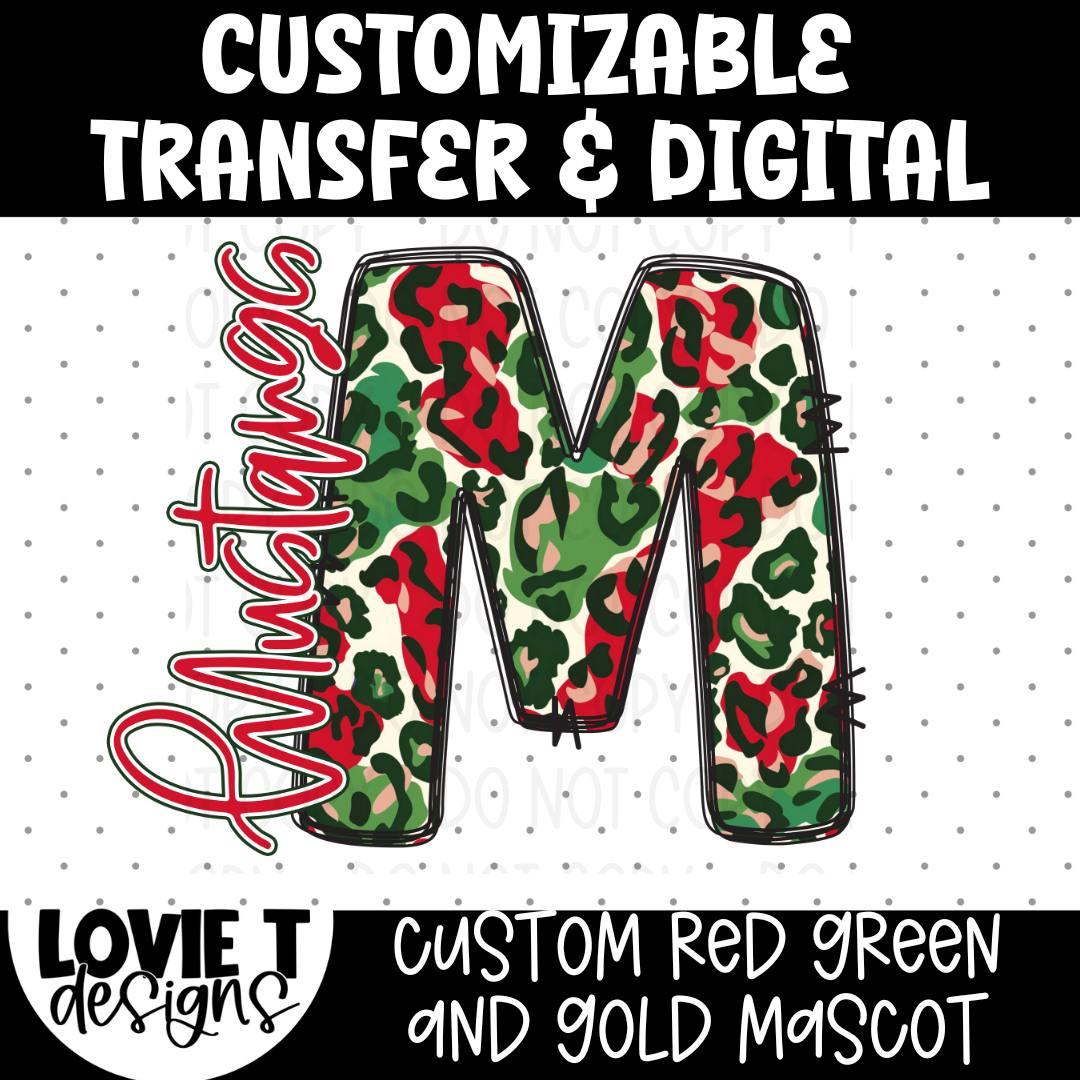 Custom Red Green and Gold Mascot-[DTF Transfer]-Lovie T Designs