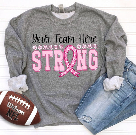 Custom Team Name Strong Pink Out Ribbon-Lovie T Designs