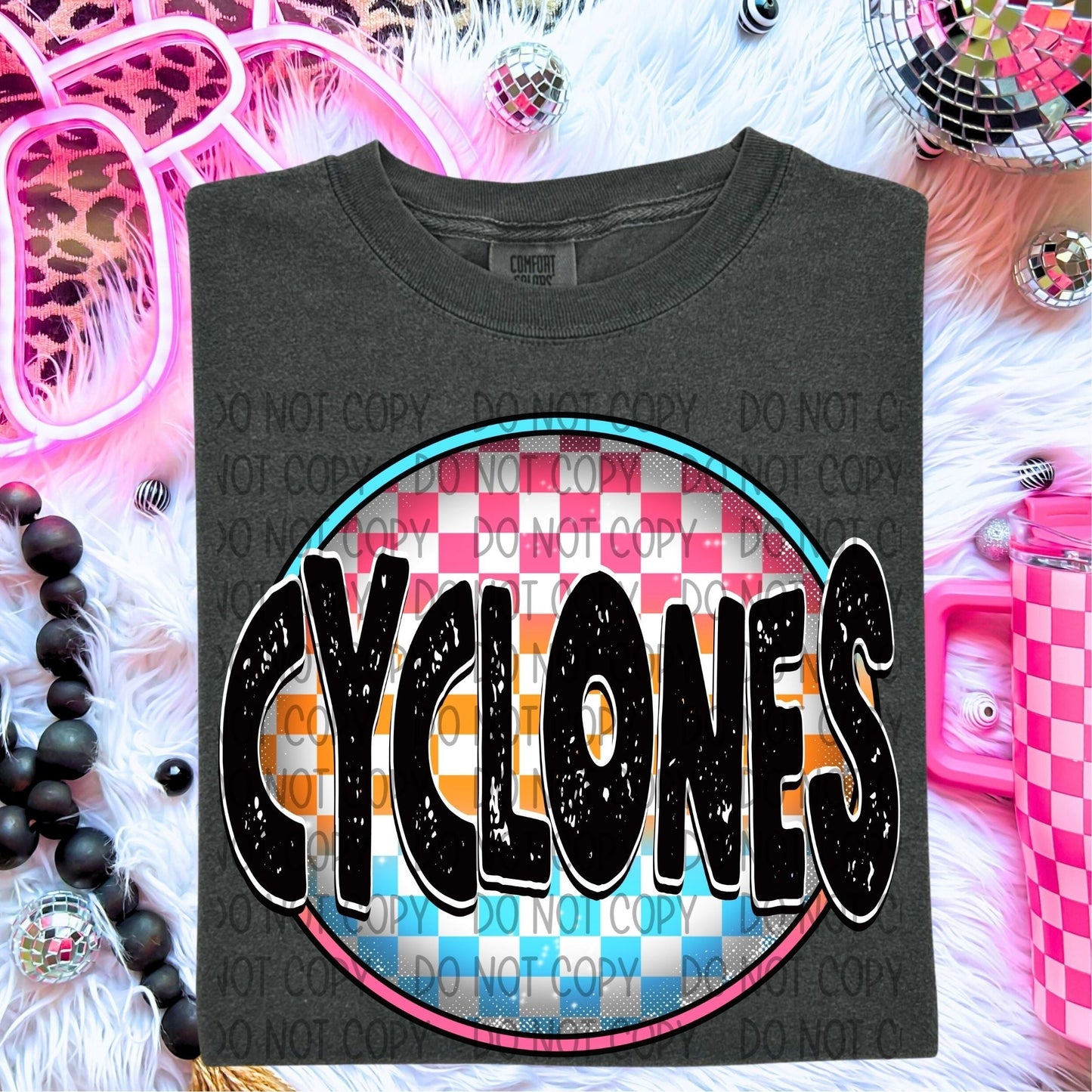 Cyclones Neon Circle Mascots-Lovie T Designs