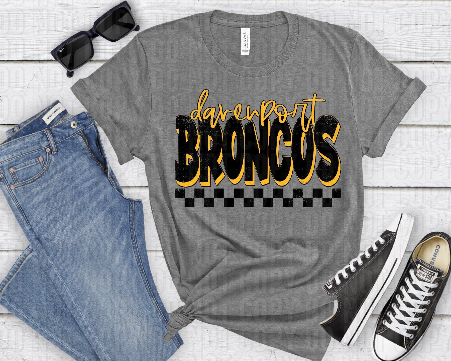 Davenport Broncos Gold Black Grunge-Lovie T Designs