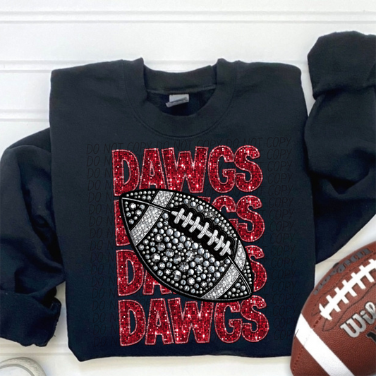 Dawgs Red Stacked Football-Lovie T Designs