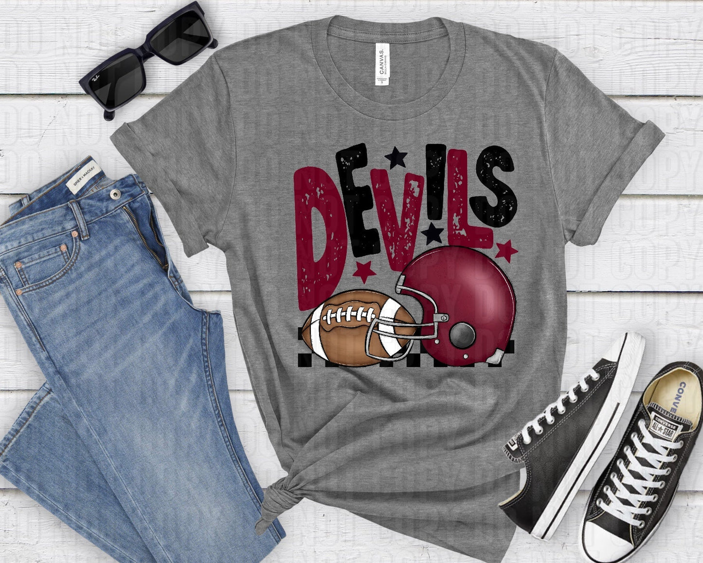 Devils Maroon Black Checkered FB-Lovie T Designs