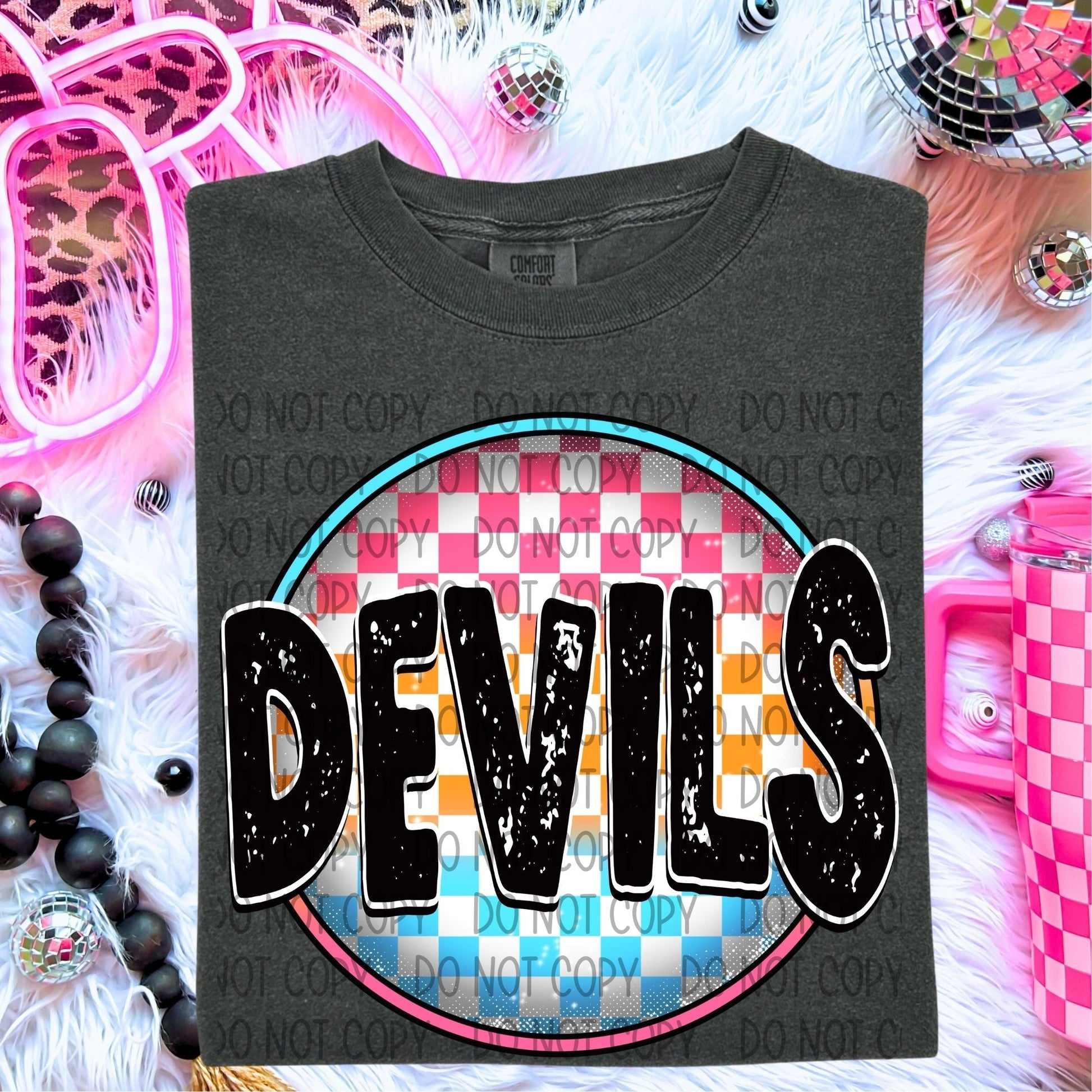 Devils Neon Circle Mascots-Lovie T Designs