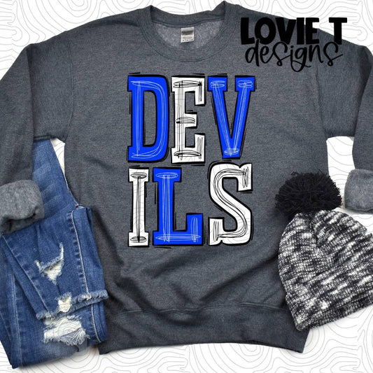 Devils-Royal Blue-White-Lovie T Designs