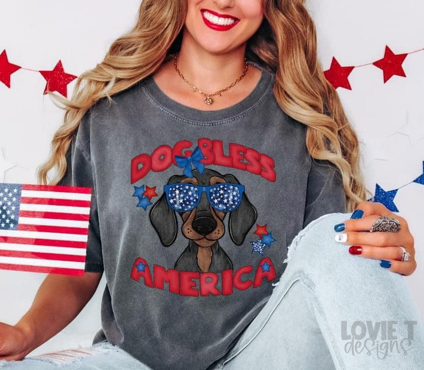 Dog Bless America-Lovie T Designs