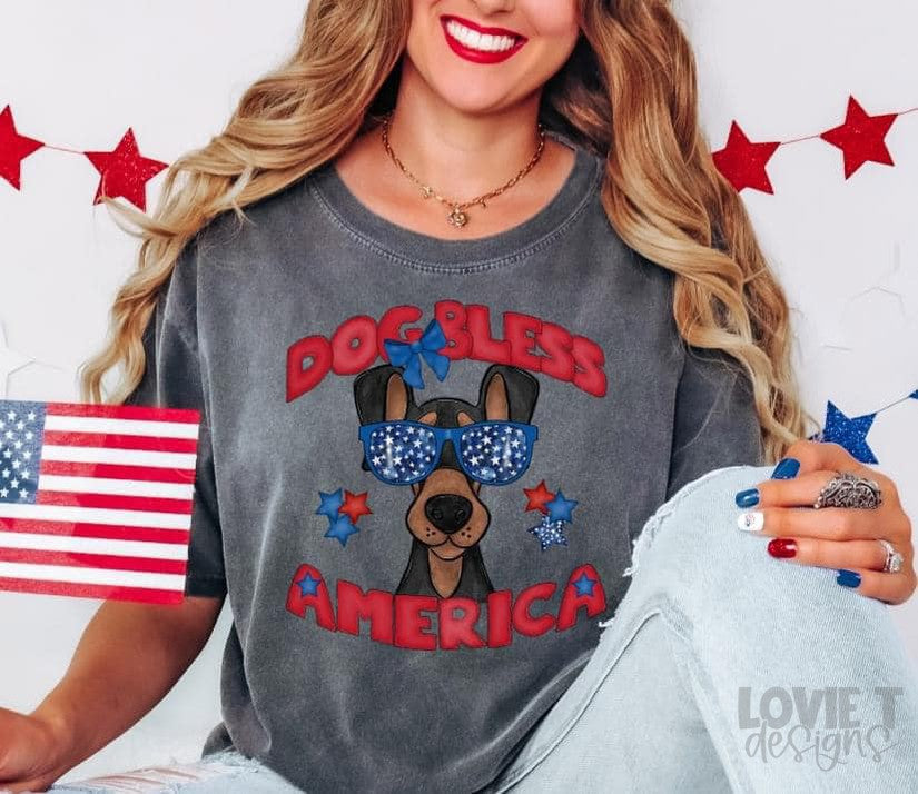 Dog Bless America-Lovie T Designs