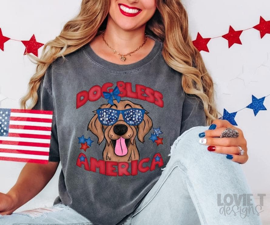 Dog Bless America-Lovie T Designs