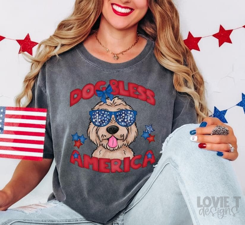 Dog Bless America-Lovie T Designs