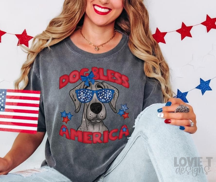 Dog Bless America-Lovie T Designs