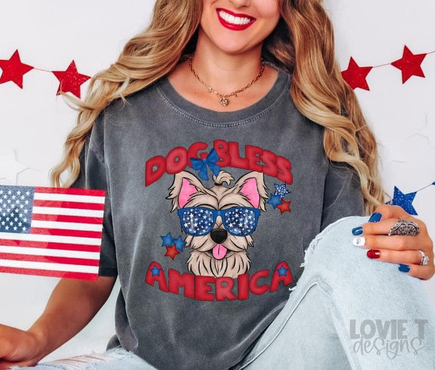 Dog Bless America-Lovie T Designs