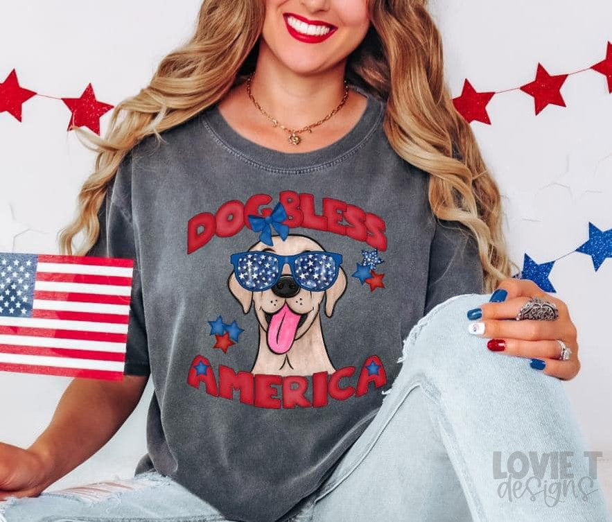 Dog Bless America-Lovie T Designs