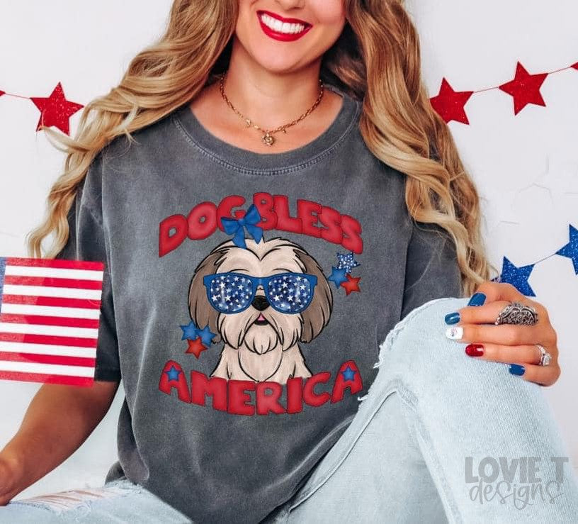 Dog Bless America-Lovie T Designs