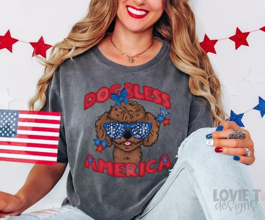 Dog Bless America-Lovie T Designs