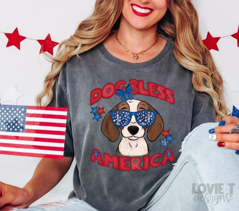 Dog Bless America-Lovie T Designs