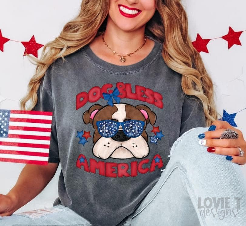 Dog Bless America-Lovie T Designs