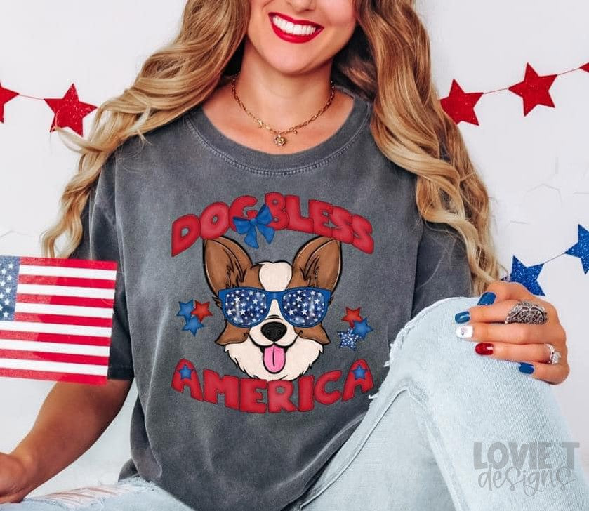 Dog Bless America-Lovie T Designs