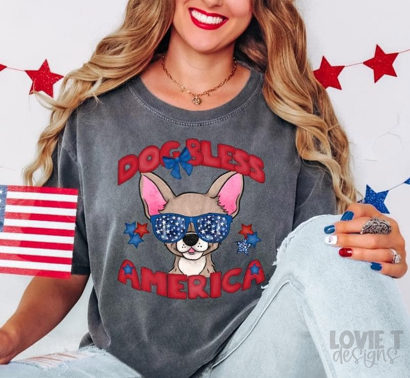 Dog Bless America-Lovie T Designs