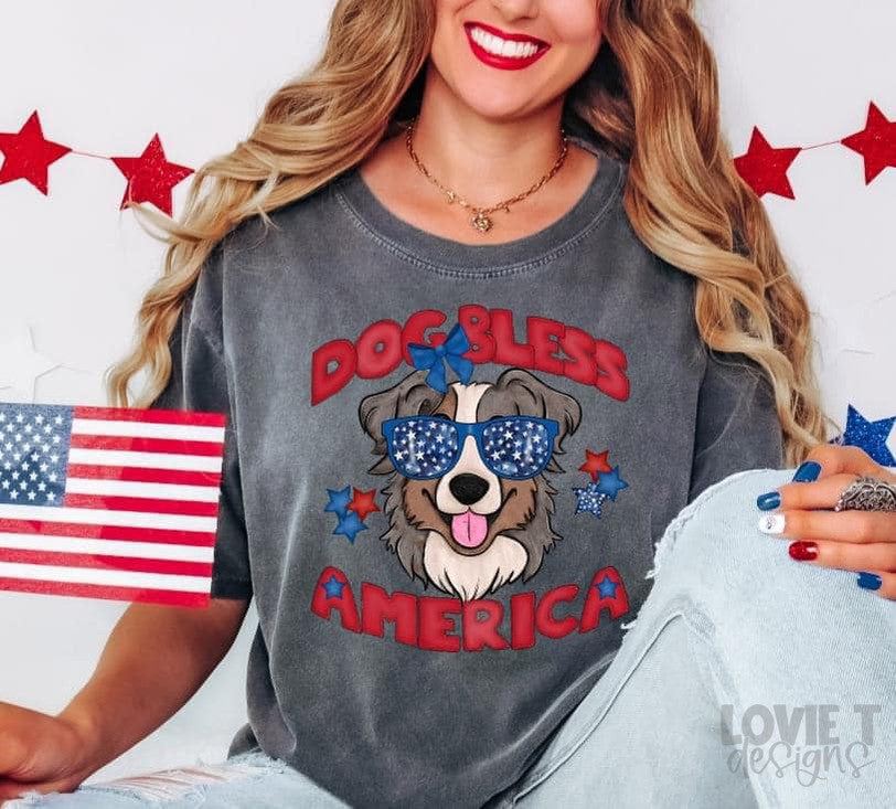 Dog Bless America-Lovie T Designs