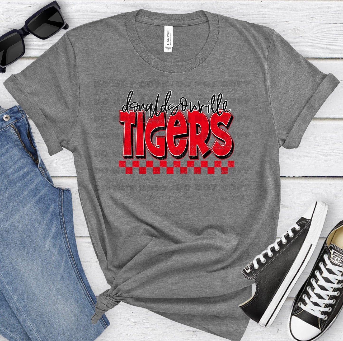 Donaldsonville Tigers Red Black Grunge-Lovie T Designs