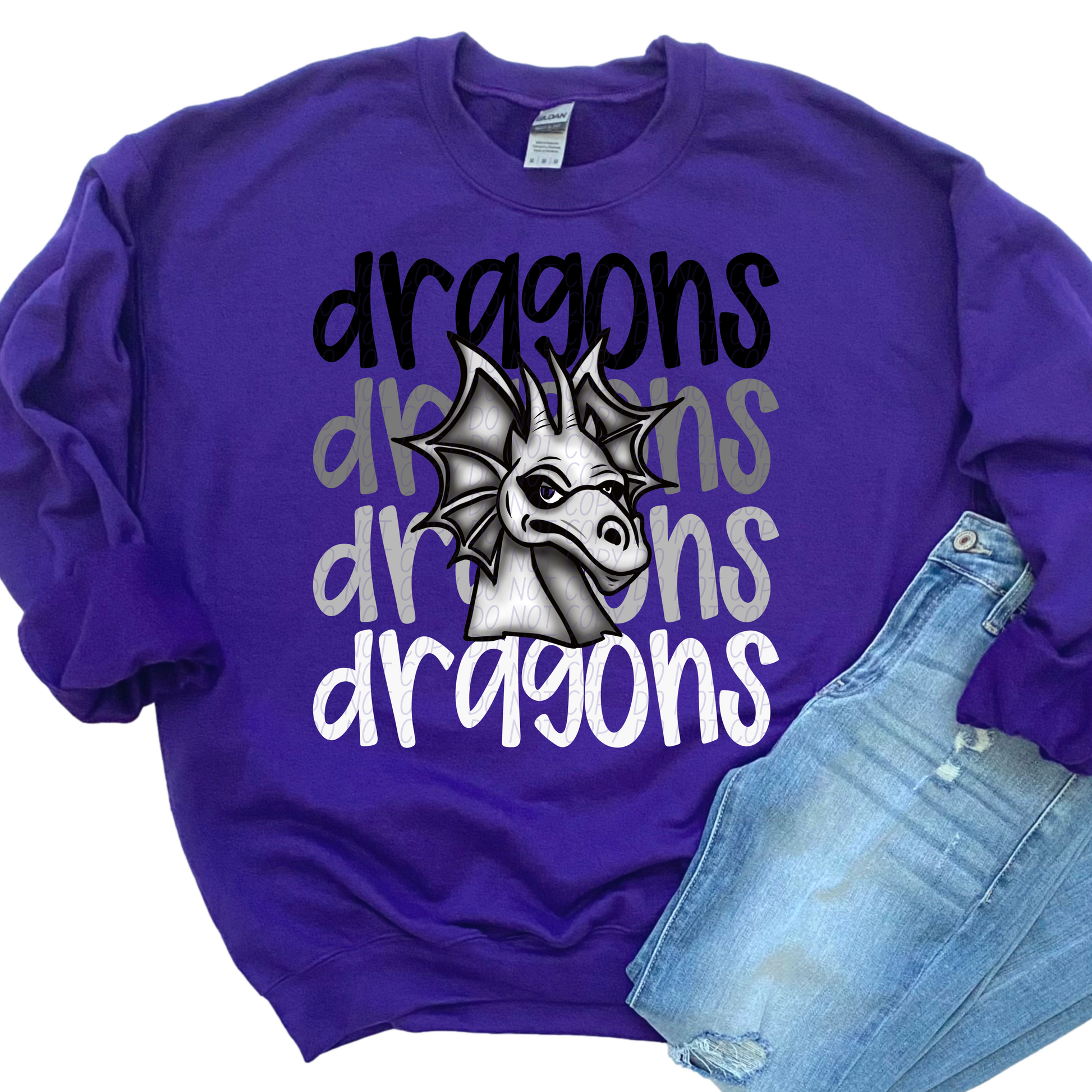 Dragons Monochromatic Mascots-Lovie T Designs