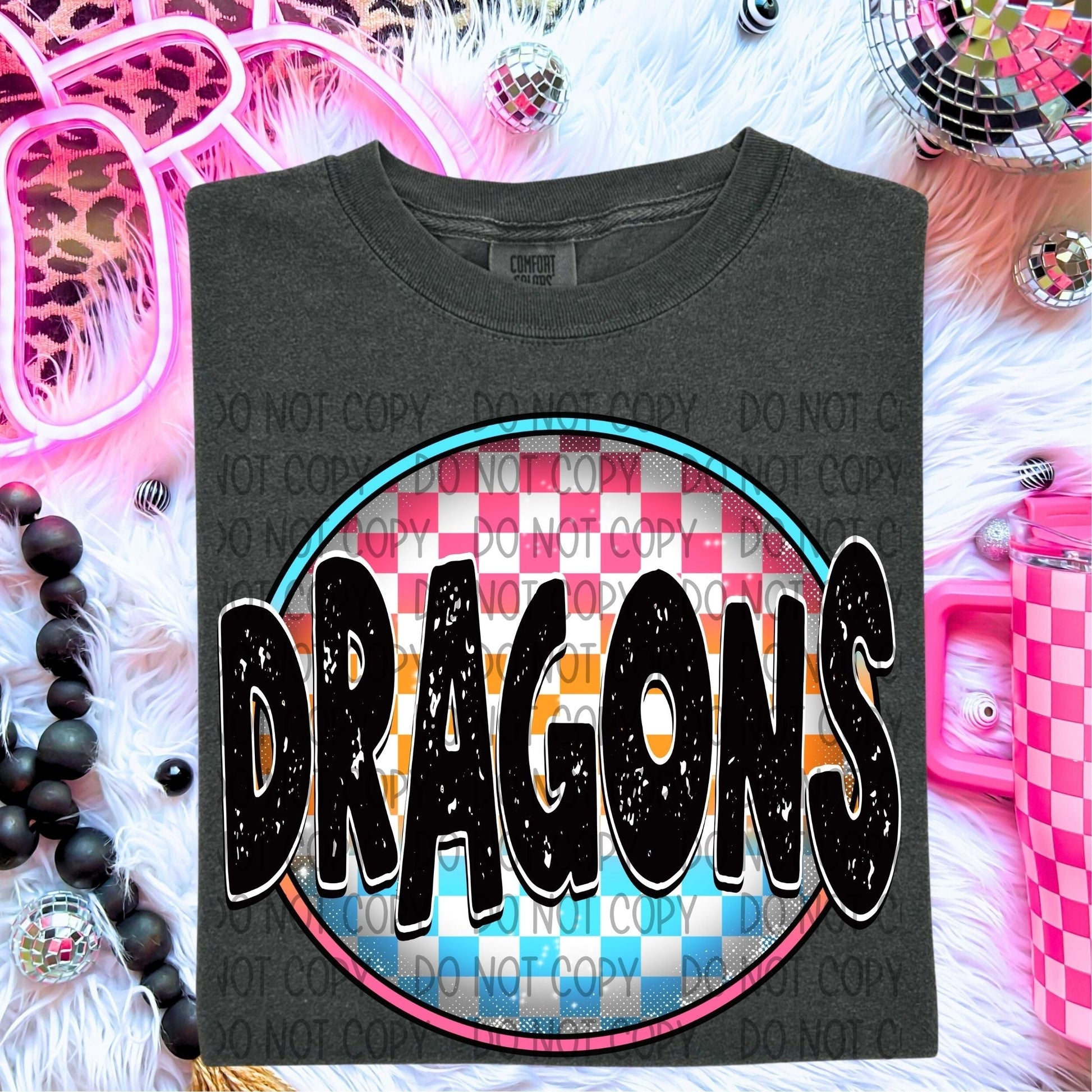 Dragons Neon Circle Mascots-Lovie T Designs