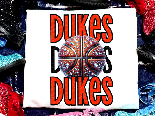 Dukes Basketball Faux Rhinestones Red-Lovie T Designs