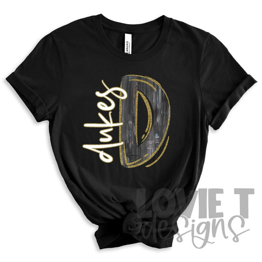 Dukes Black and Gold D-Lovie T Designs