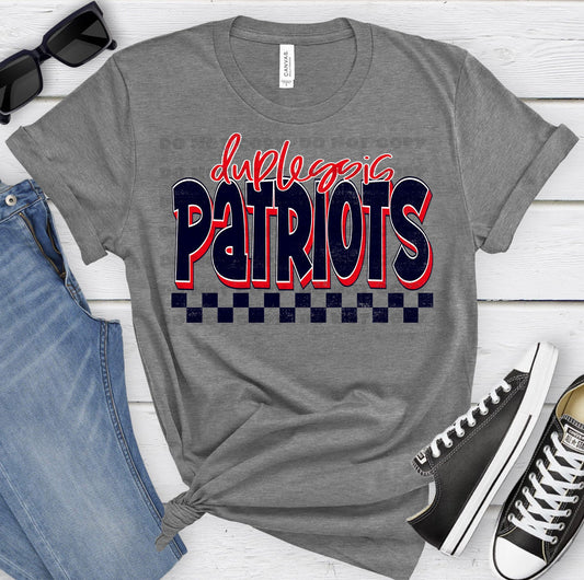 Duplessis Patriots Navy Red Grunge-Lovie T Designs