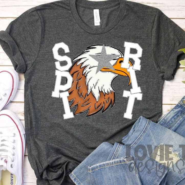 Eagle Silver Starry Eyed and White Font-Lovie T Designs