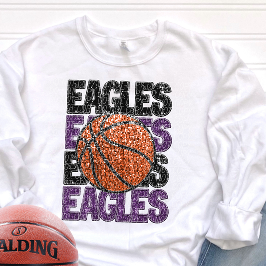 Eagles Black Purple-[DTF Transfer]-Lovie T Designs